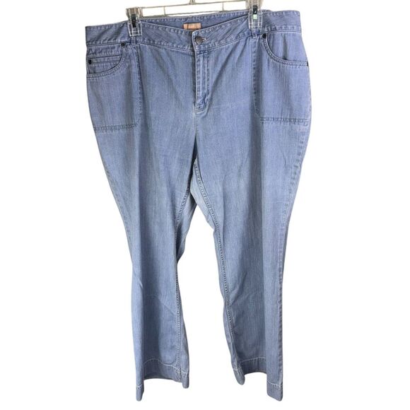 J.Jill High Rise Full Leg Jeans 18P Blue Stretch Denim Wide Leg Comfort Fit - Picture 1 of 5